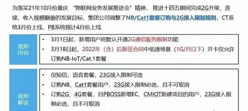 2G即将退网，Cat.1接棒！移动加大清退力度：中低速场景限开通NB-IoT/Cat.1套餐